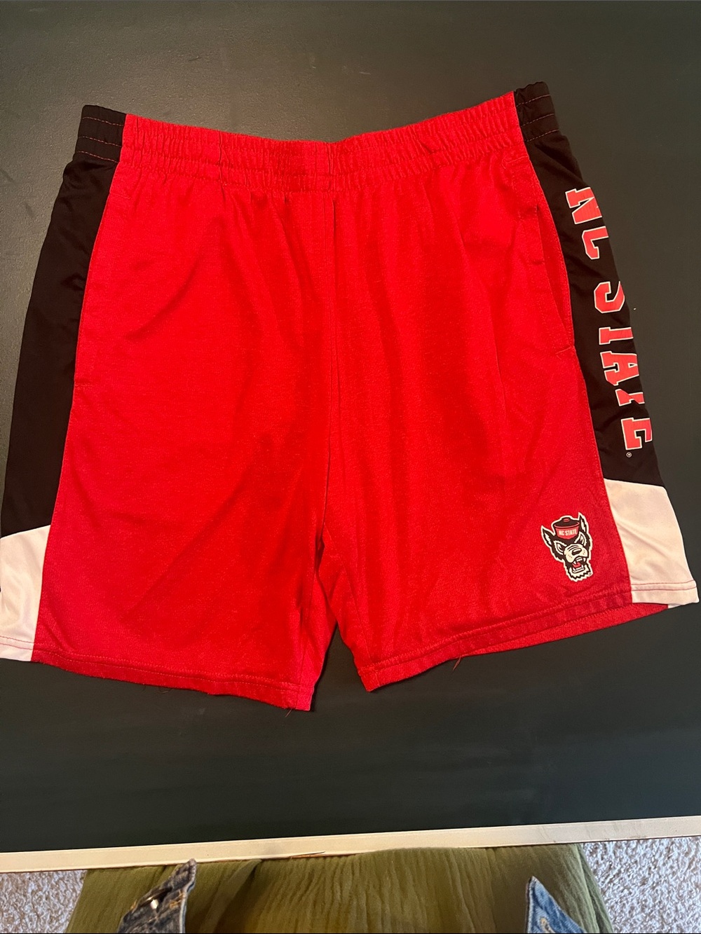 STATE Red Men's Athletic Shorts with Black & White Panels